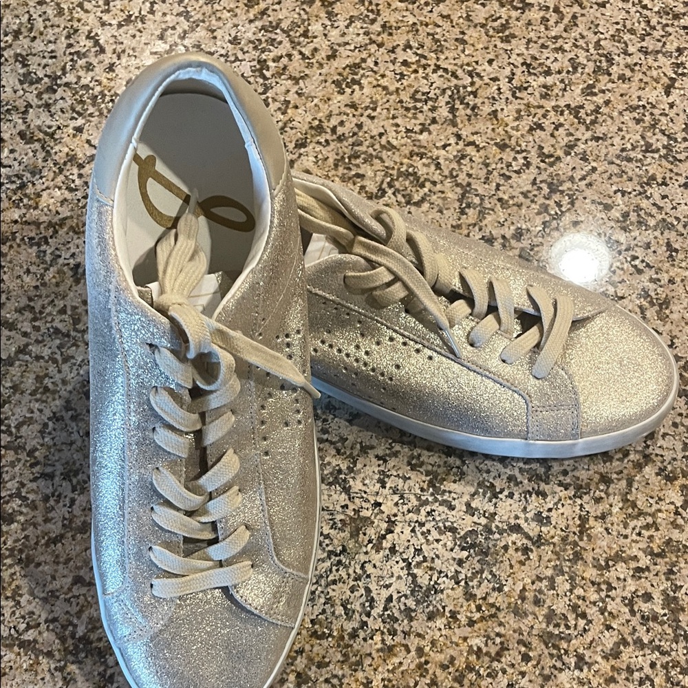 Sam Edelman Distressed Gold Glitter Women's Sneakers